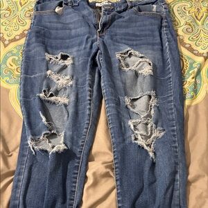 Wax Jean Ripped Blue Skinny Jeans